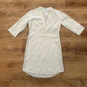 J. McLaughlin Women’s Small White LINEN Beachy Coverup Tunic Causal Pullover